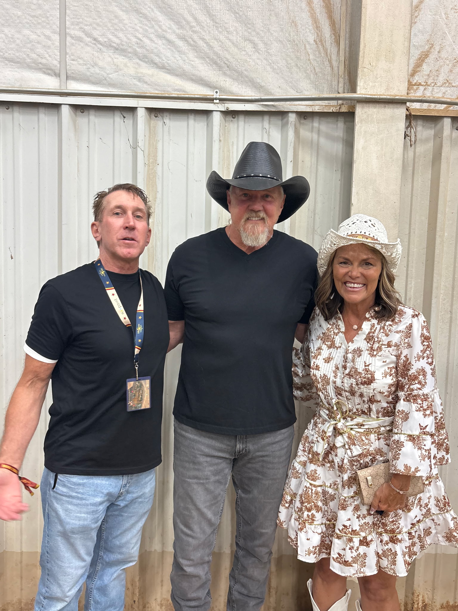 Tim Dietz and his wife JoAnna backstage with country music star Trace Adkins at the Douglas County Fair & Rodeo on opening night